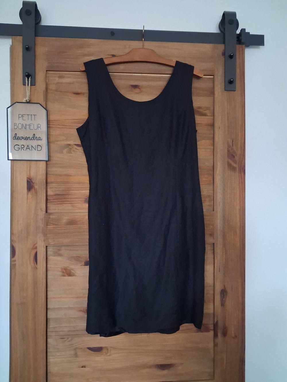 Rafaella Linen Dress Black Scoop Neck Sleeveless Shift Dress - Picture 2 of 6